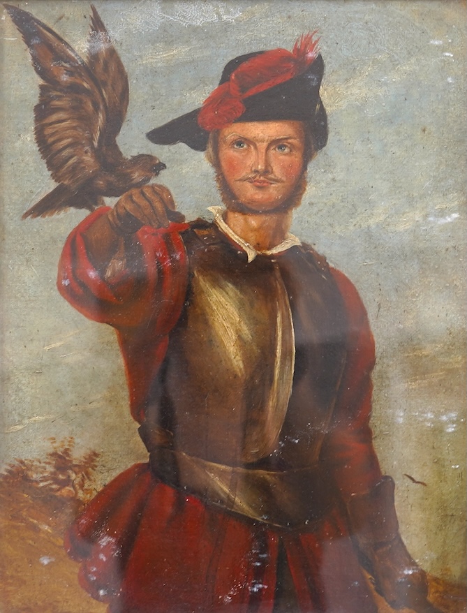 English School, 18th/19th century, Major William Hamilton, Black Watch, as a Falconer in armour